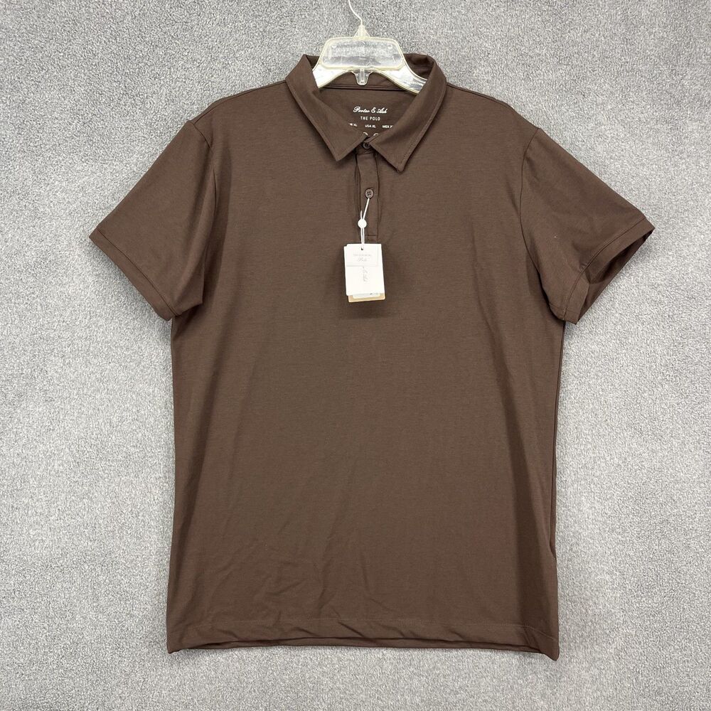 Porter & Ash Polo Shirt Mens XL Brown The Polo Essential Stretch Soft‎ Touch